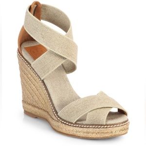 Tory Burch Women's Frieda Platform Wedge Espadrille Sandals Size 8.5